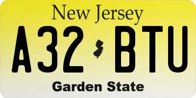 NJ license plate A32BTU