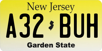 NJ license plate A32BUH