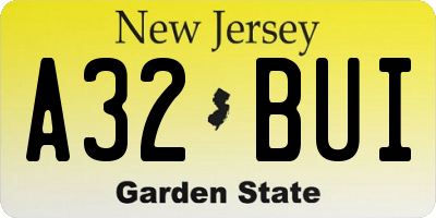 NJ license plate A32BUI