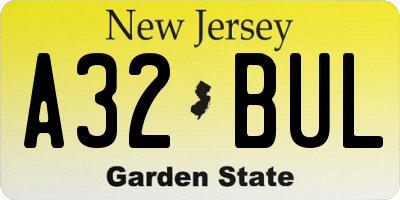 NJ license plate A32BUL