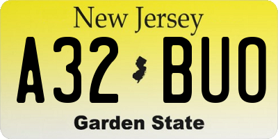 NJ license plate A32BUO