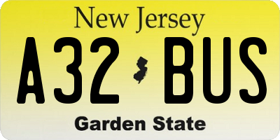 NJ license plate A32BUS