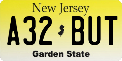 NJ license plate A32BUT