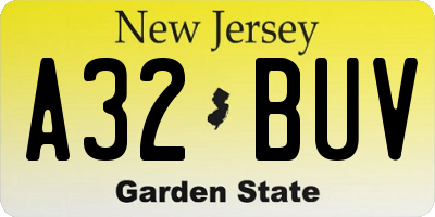 NJ license plate A32BUV