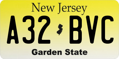 NJ license plate A32BVC