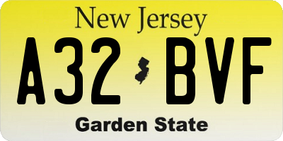 NJ license plate A32BVF