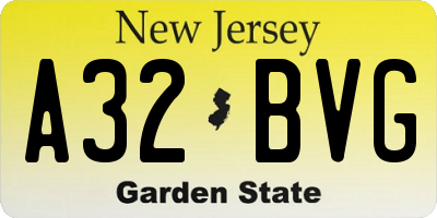 NJ license plate A32BVG