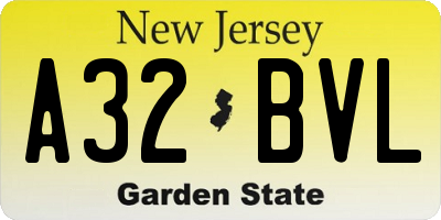 NJ license plate A32BVL