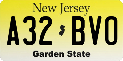 NJ license plate A32BVO