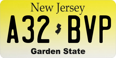NJ license plate A32BVP