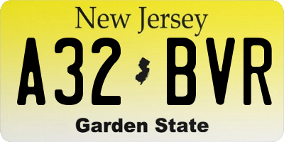 NJ license plate A32BVR