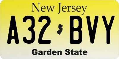NJ license plate A32BVY