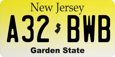 NJ license plate A32BWB