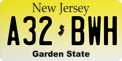 NJ license plate A32BWH