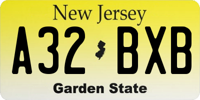 NJ license plate A32BXB