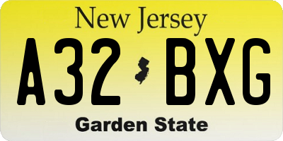 NJ license plate A32BXG