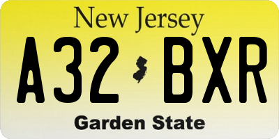 NJ license plate A32BXR