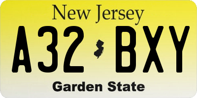 NJ license plate A32BXY