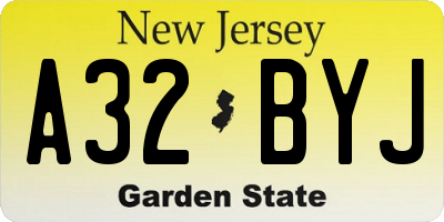NJ license plate A32BYJ