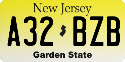 NJ license plate A32BZB