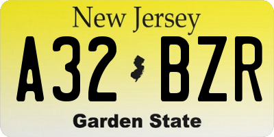 NJ license plate A32BZR