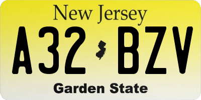 NJ license plate A32BZV