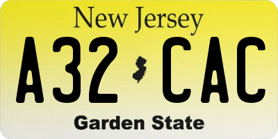 NJ license plate A32CAC