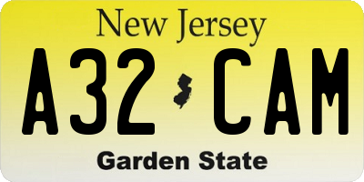 NJ license plate A32CAM