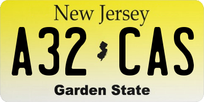 NJ license plate A32CAS