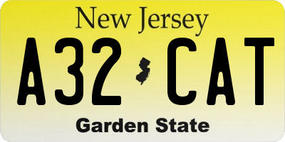 NJ license plate A32CAT