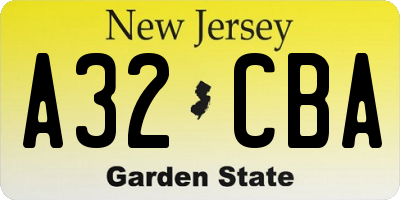 NJ license plate A32CBA