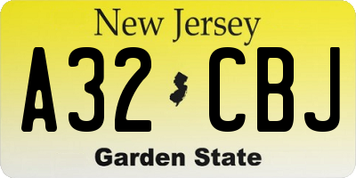NJ license plate A32CBJ
