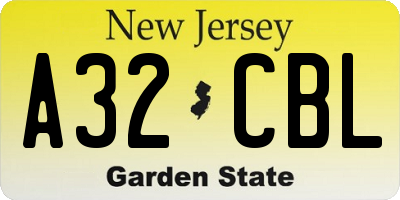 NJ license plate A32CBL