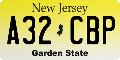 NJ license plate A32CBP