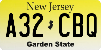 NJ license plate A32CBQ