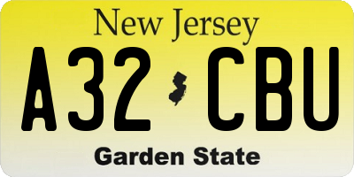 NJ license plate A32CBU