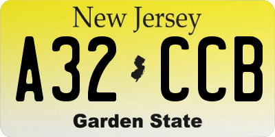 NJ license plate A32CCB
