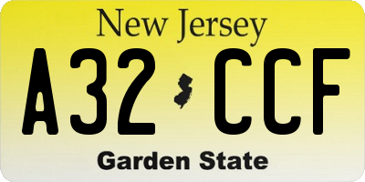 NJ license plate A32CCF