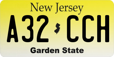 NJ license plate A32CCH