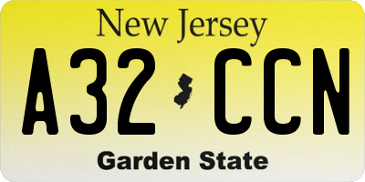 NJ license plate A32CCN
