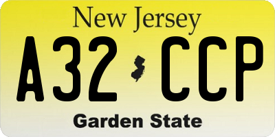 NJ license plate A32CCP