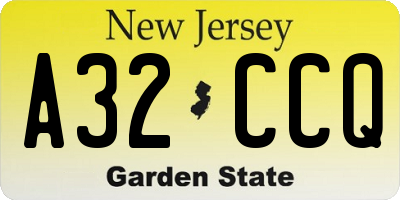 NJ license plate A32CCQ