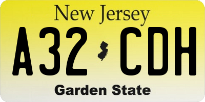 NJ license plate A32CDH