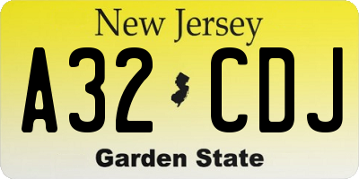 NJ license plate A32CDJ