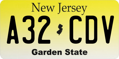 NJ license plate A32CDV