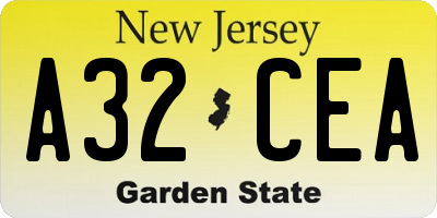 NJ license plate A32CEA