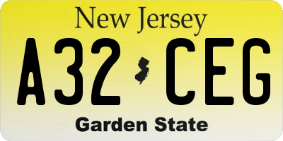 NJ license plate A32CEG