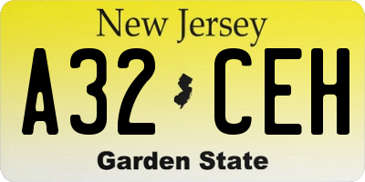 NJ license plate A32CEH