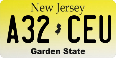 NJ license plate A32CEU