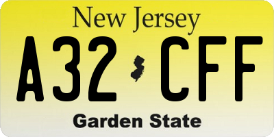 NJ license plate A32CFF
